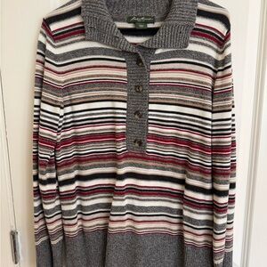 Eddie Bauer Striped Gray Sweater